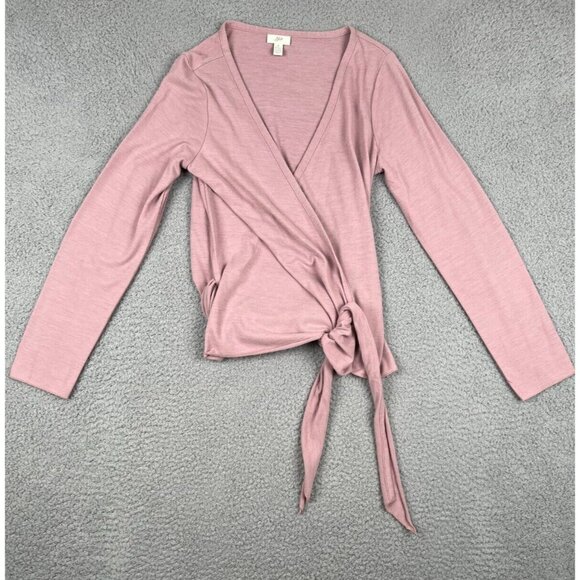 J. Jill Women's Shirt Pink Long Sleeve Low Cut True Wrap Top Deep V Neck Small - Picture 1 of 10